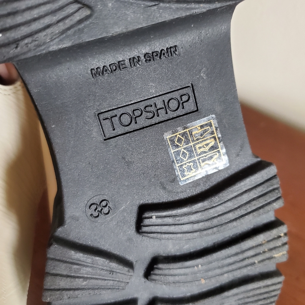Topshop Size‎ 5 (38) Women's Leather Gladiator Block Buckle Sandals Cream - Picture 14 of 15